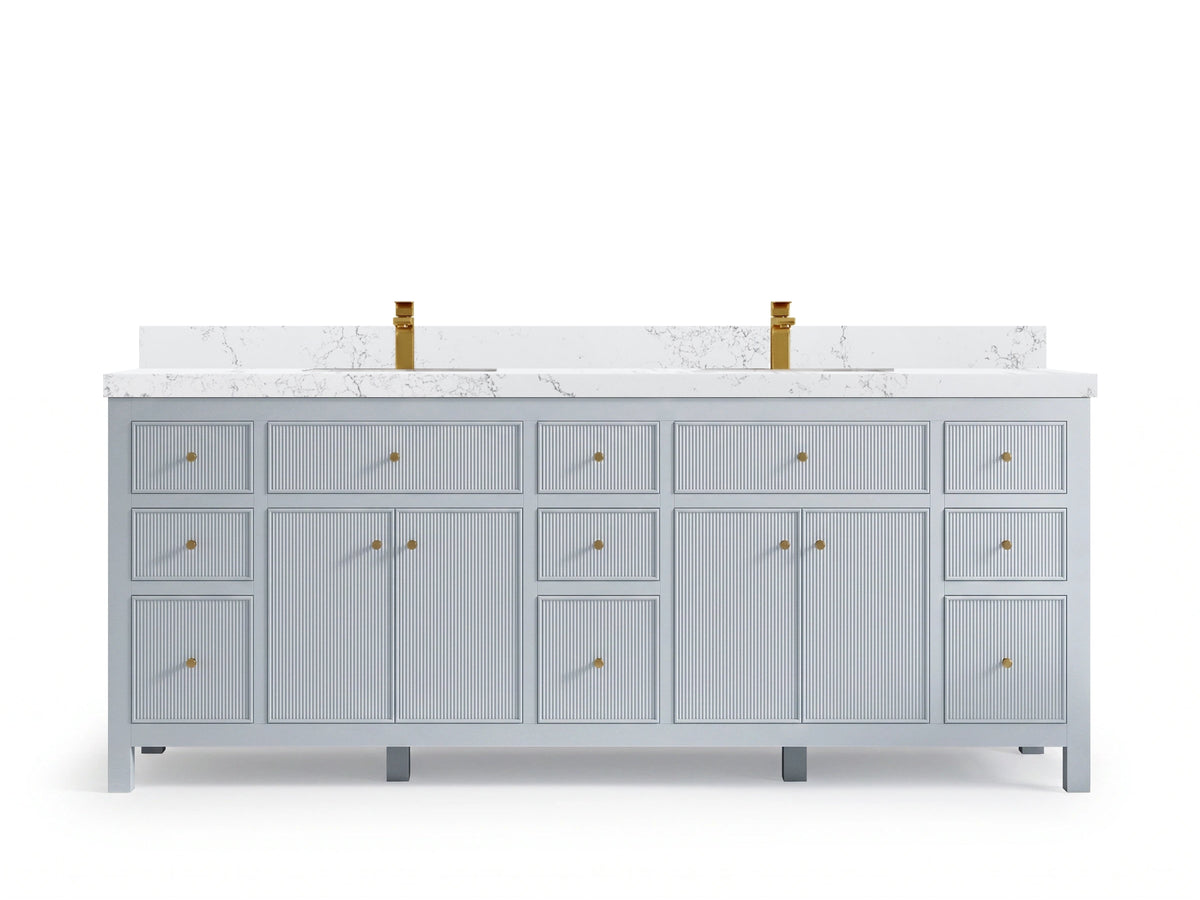 Sonoma 84 Blue Heather, Empira White Quartz, front view