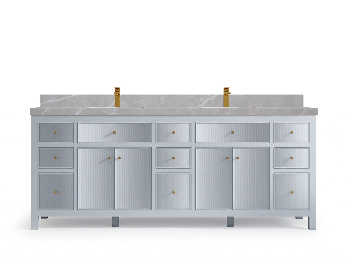 Sonoma 84 Blue Heather, Pearl Light Gray Quartz, front view
