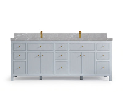 Sonoma 84 Blue Heather, Pearl Light Gray Quartz, front view