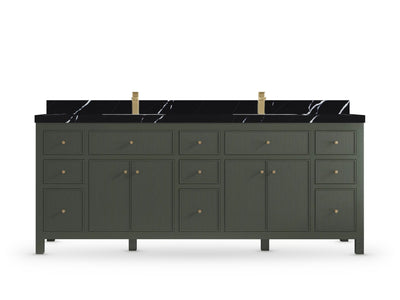 Sonoma 84 Pewter Green, Calacatta Black Quartz, front view