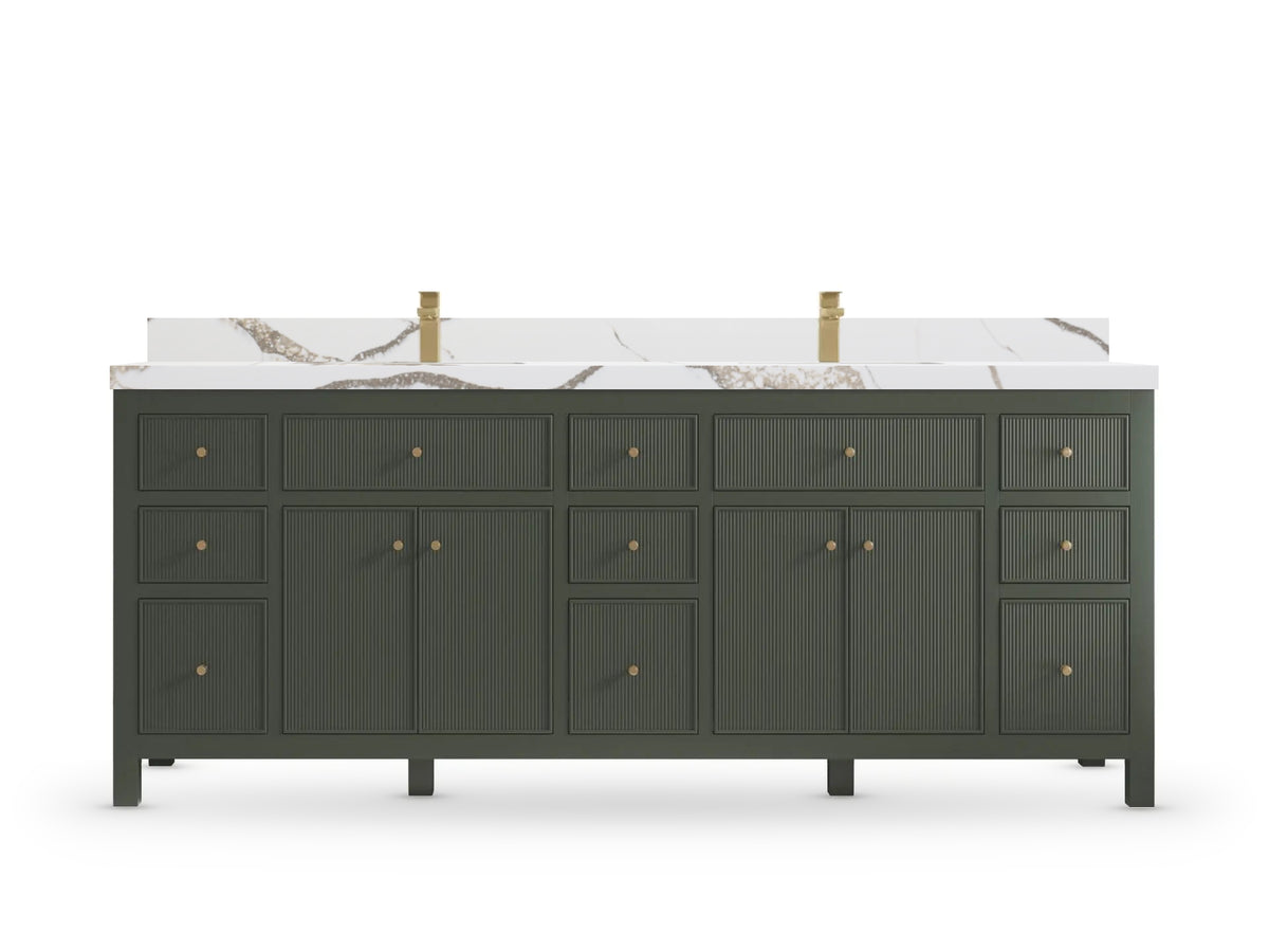 Sonoma 84 Pewter Green, Calacatta Gold Quartz, front view