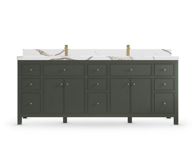 Sonoma 84 Pewter Green, Calacatta Gold Quartz, front view