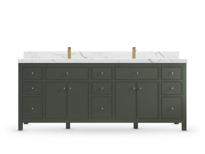 Sonoma 84 Pewter Green, Calacatta Laza Quartz, front view