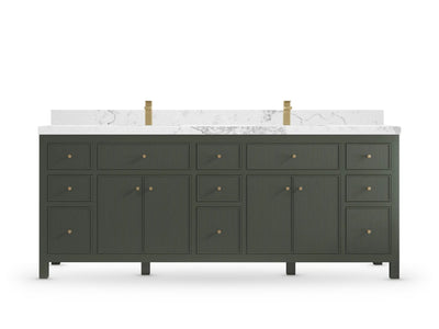 Sonoma 84 Pewter Green, Calacatta Nuvo Quartz, front view