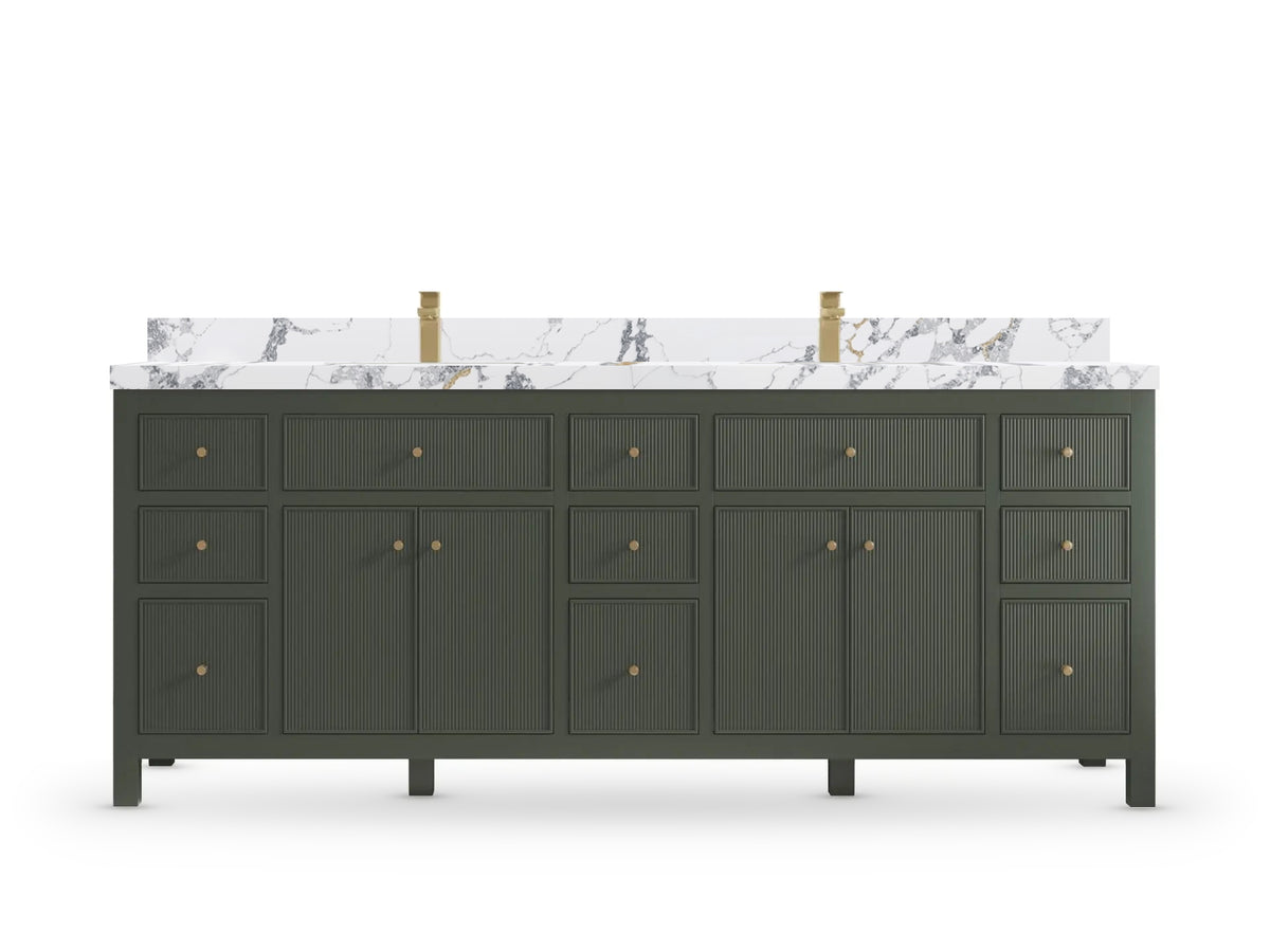Sonoma 84 Pewter Green, Calacatta Poanazzo Quartz, front view