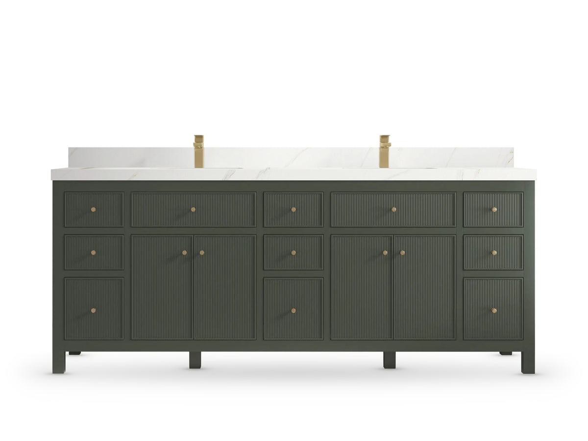 Sonoma 84 Pewter Green, Calacatta Sienna Quartz, front view
