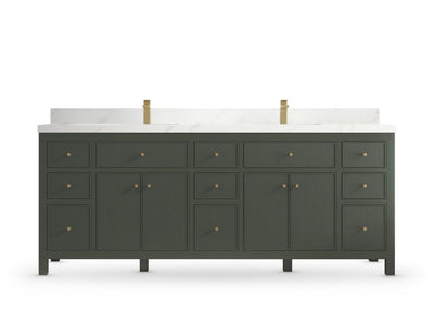 Sonoma 84 Pewter Green, Calacatta Sienna Quartz, front view