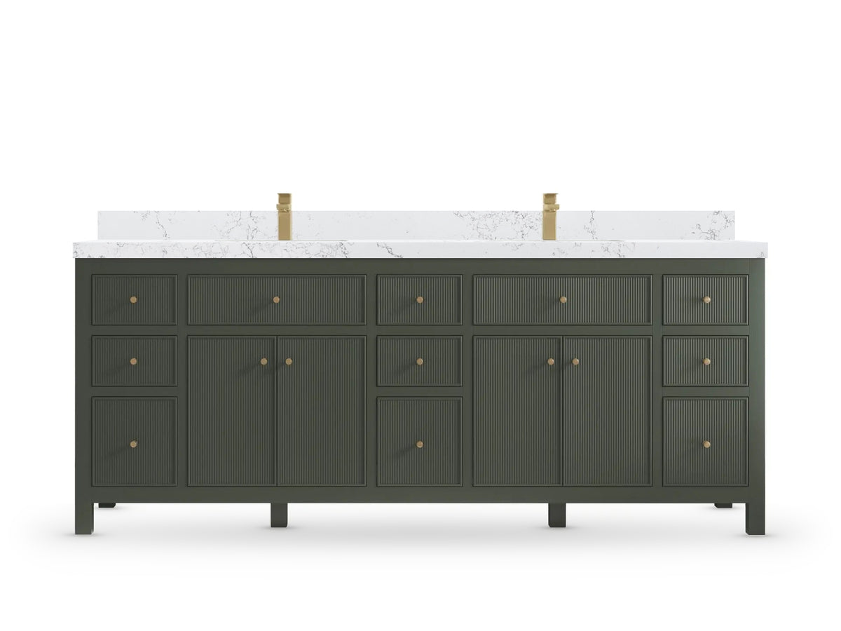 Sonoma 84 Pewter Green, Empira White Quartz, front view