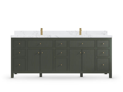 Sonoma 84 Pewter Green, Empira White Quartz, front view