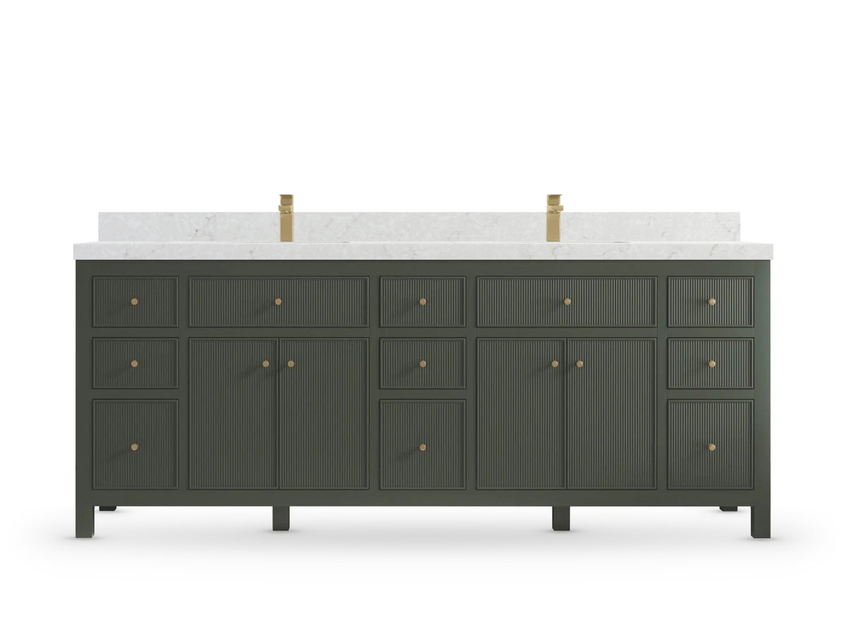 Sonoma 84 Pewter Green, Frosty Carrara Quartz, front view