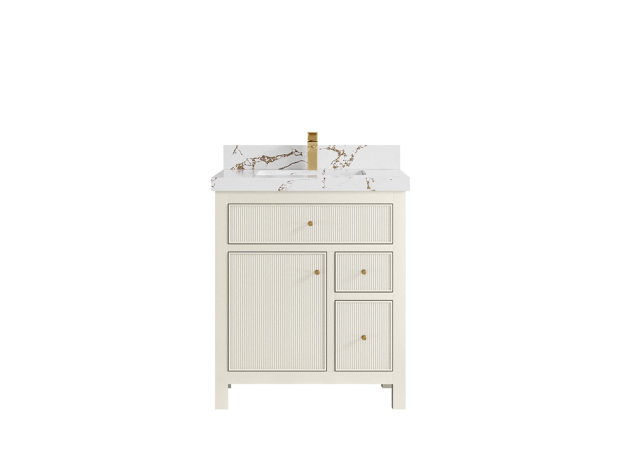 Sonoma 30 in W x 22 in D Free Standing Reeded Single Sink Bathroom Vanity - Willow Bath and Vanity