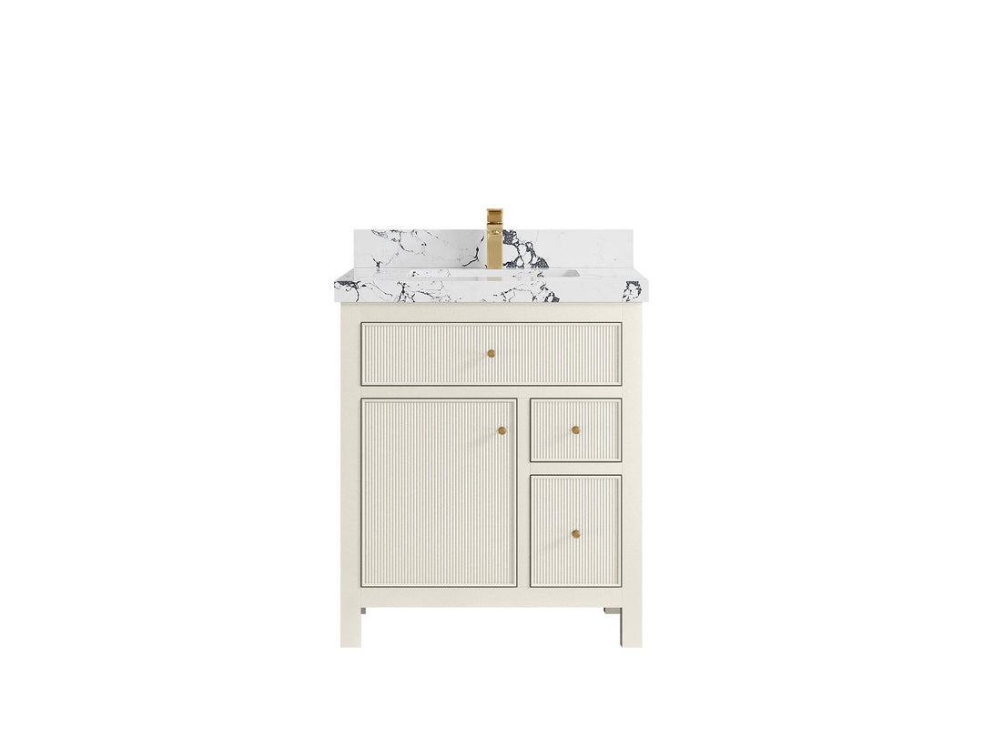 Sonoma 30 in W x 22 in D Free Standing Reeded Single Sink Bathroom Vanity - Willow Bath and Vanity