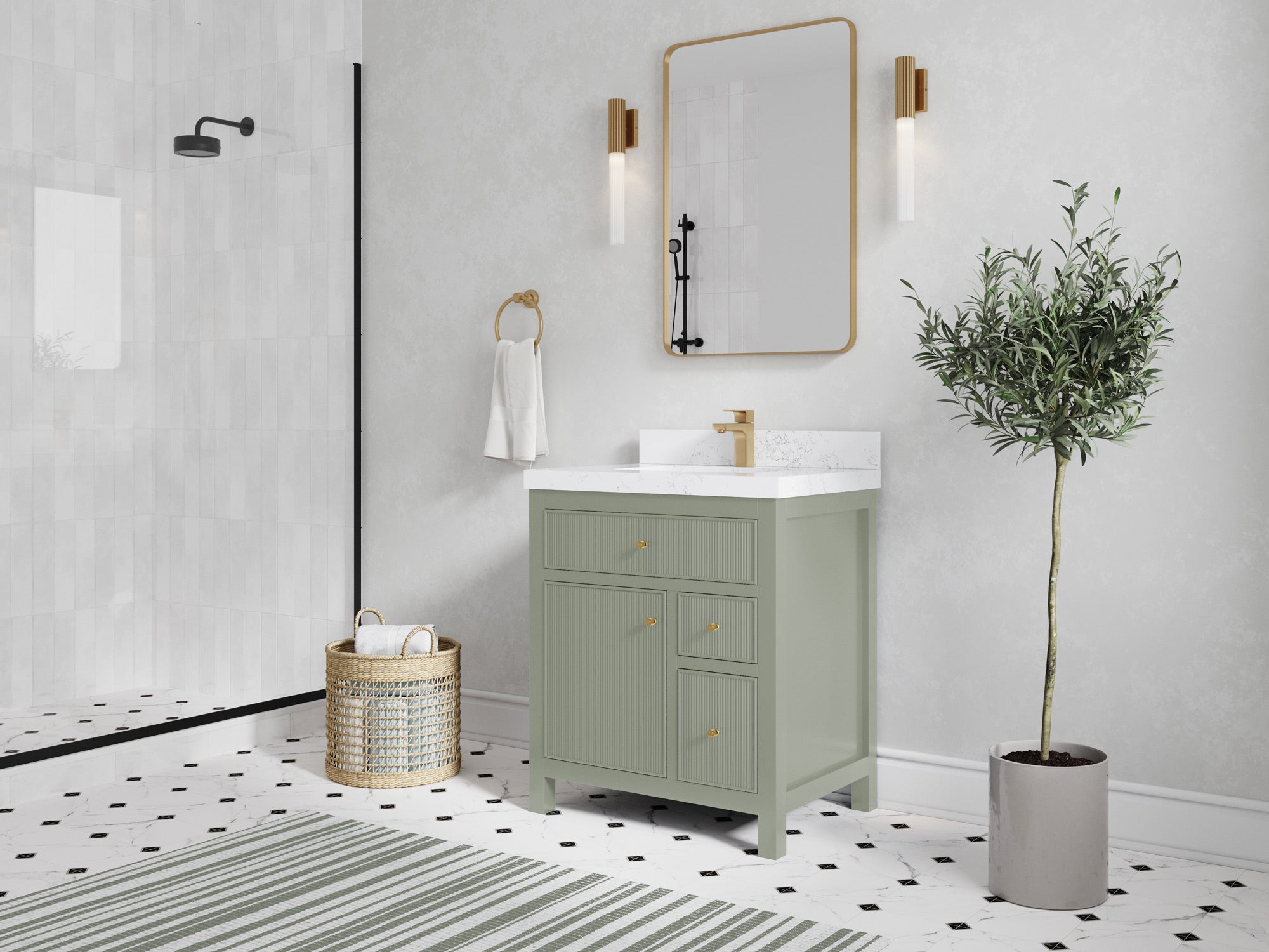 Sonoma 30 in W x 22 in D Reeded Free Standing Single Sink Bathroom Vanity - Willow Bath and Vanity