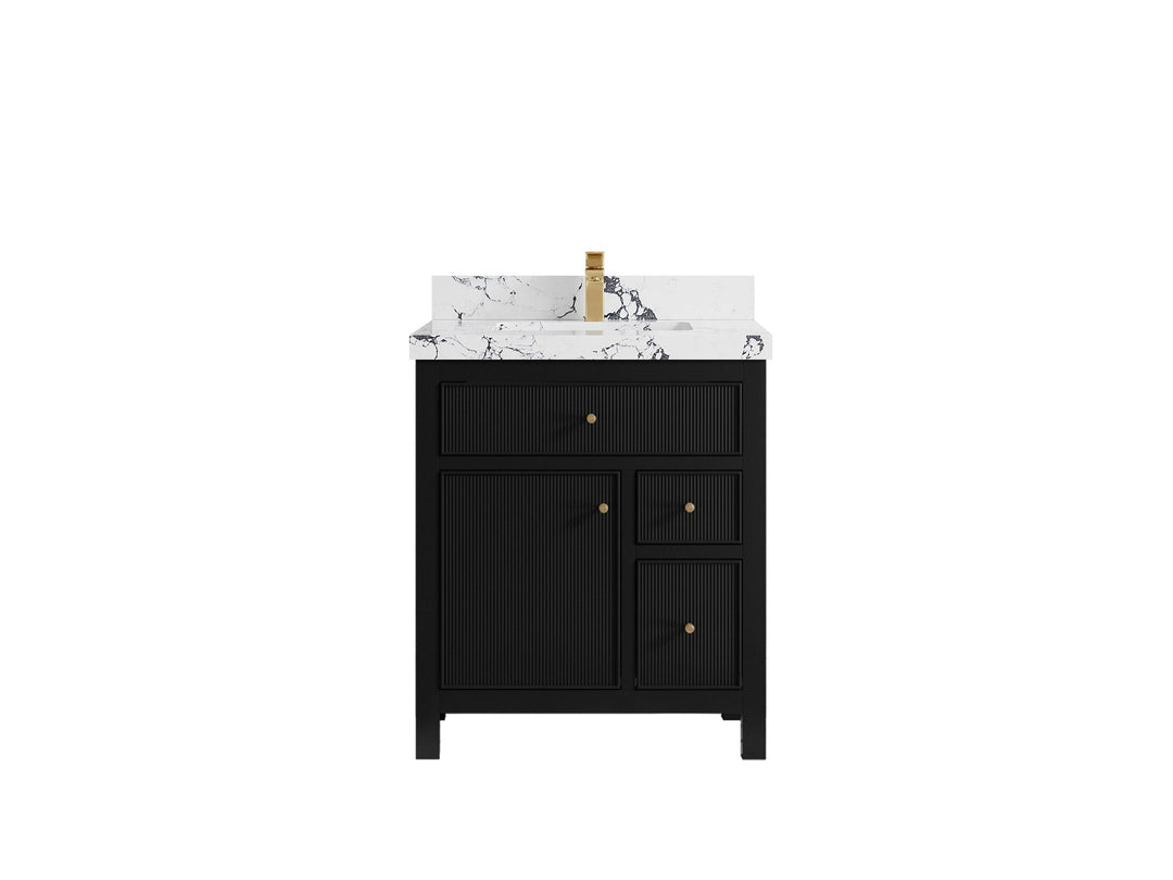 Sonoma 30 in W x 22 in D Reeded Free Standing Single Sink Bathroom Vanity | 
              
                Black
                
                  
             - SON_BLK_BRS_30 - photo №22