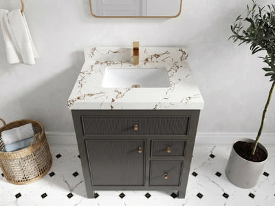 Sonoma 30 in W x 22 in D Reeded Free Standing Single Sink Bathroom Vanity - Willow Bath and Vanity