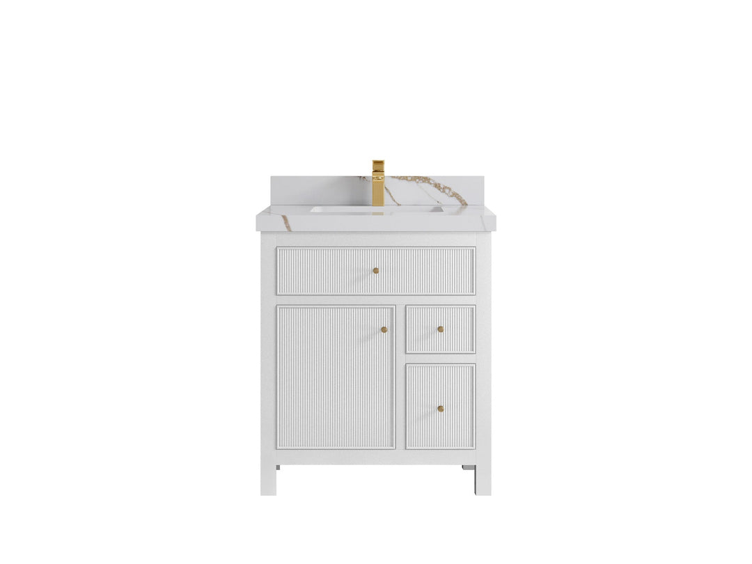 Sonoma 30 in W x 22 in D Reeded Free Standing Single Sink Bathroom Vanity | 
              
                White
                
                  
             - SON_WH_BRS_30 - photo №8