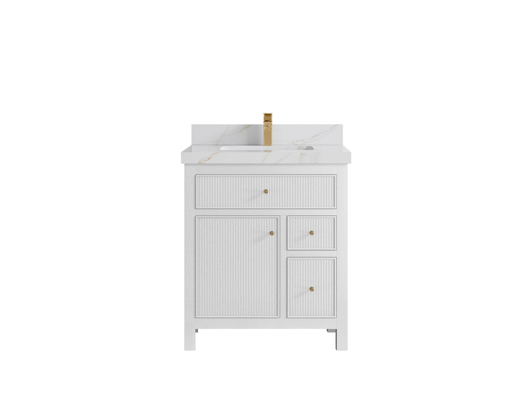Sonoma 30 in W x 22 in D Reeded Free Standing Single Sink Bathroom Vanity | 
              
                White
                
                  
             - SON_WH_BRS_30 - photo №11