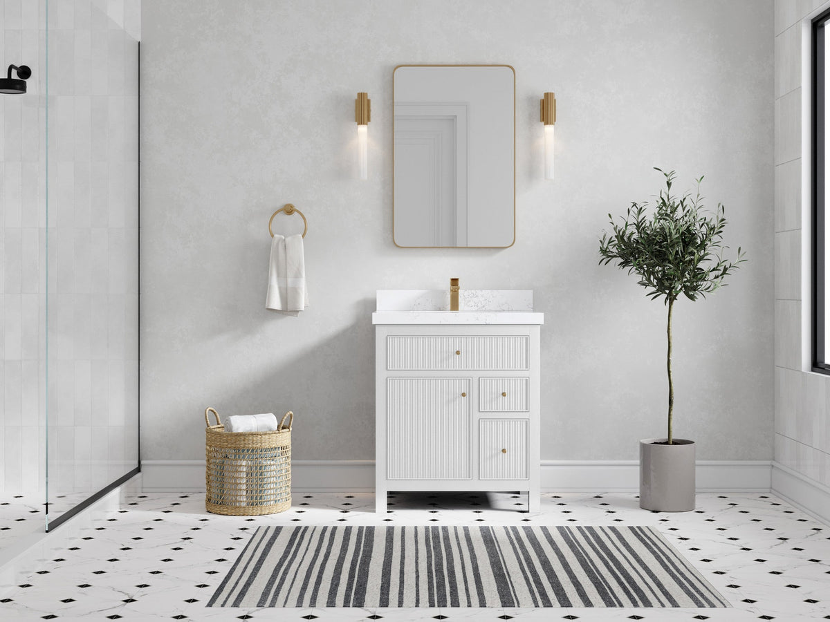 Sonoma 30 in W x 22 in D Reeded Free Standing Single Sink Bathroom Vanity - Willow Bath and Vanity