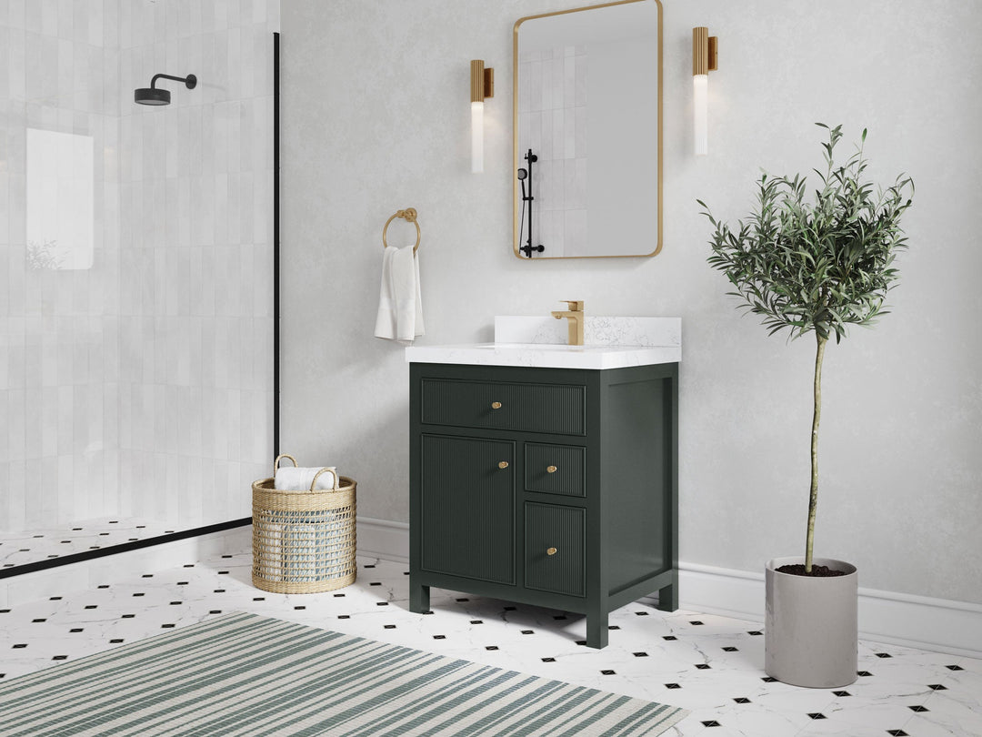 Sonoma 30 in W x 22 in D Reeded Free Standing Single Sink Bathroom Vanity | 
              
                Dark Forest Green
                
                  
             - SON-CAB-DGN-29 - photo №3