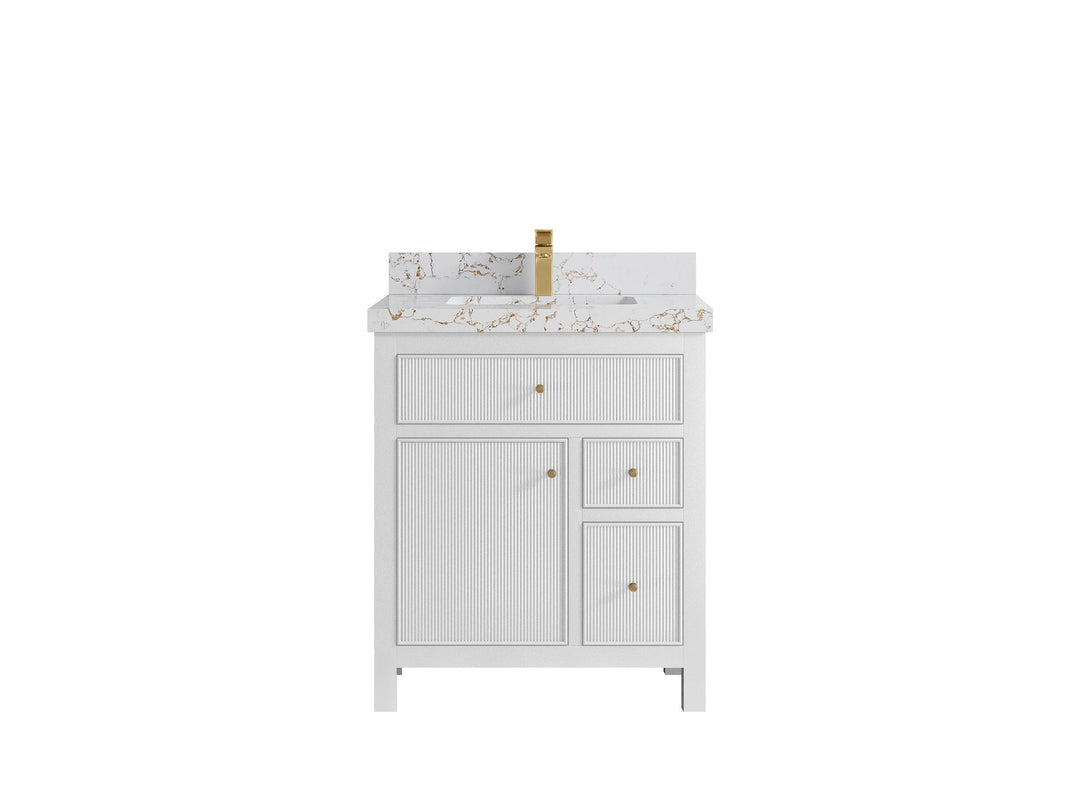 Sonoma 30 in W x 22 in D Reeded Free Standing Single Sink Bathroom Vanity | 
              
                White
                
                  
             - SON_WH_BRS_30 - photo №21
