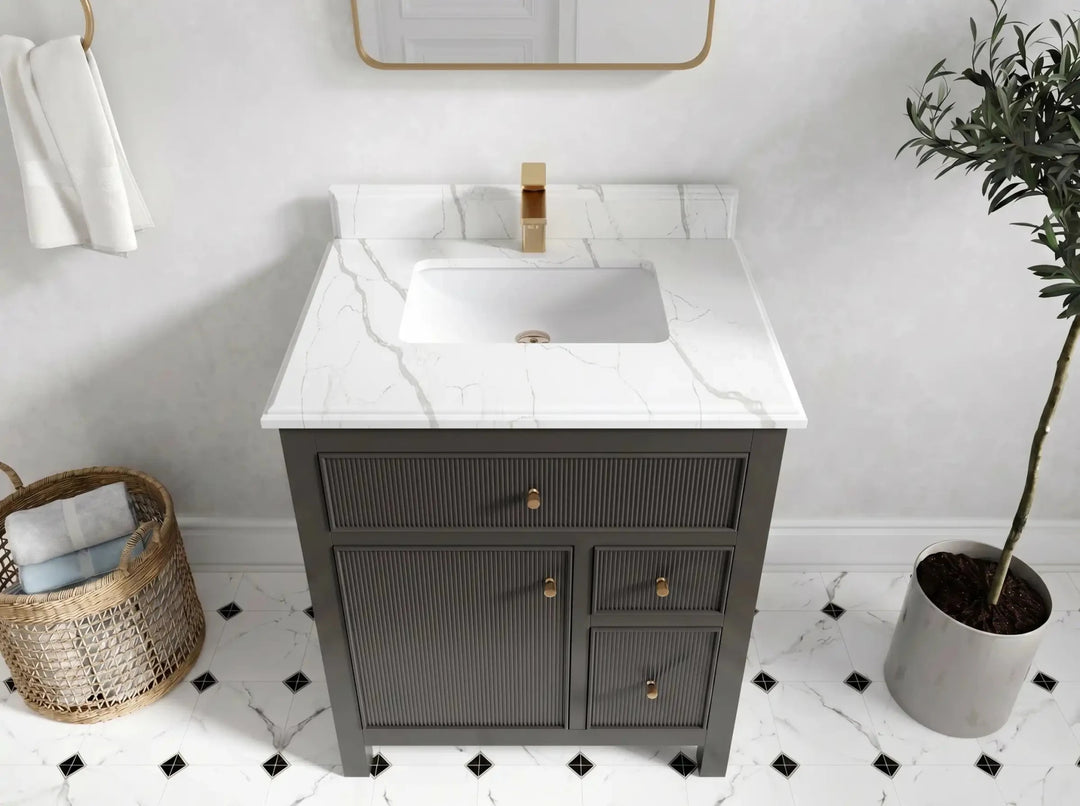 Sonoma 30 in W x 22 in D Reeded Free Standing Single Sink Bathroom Vanity | 
              
                Urbane Bronze
                
                  
             - SON-CAB-URB-29 - photo №26