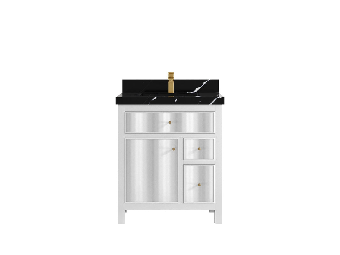 Sonoma 30 in W x 22 in D Reeded Free Standing Single Sink Bathroom Vanity | 
              
                White
                
                  
             - SON_WH_BRS_30 - photo №7