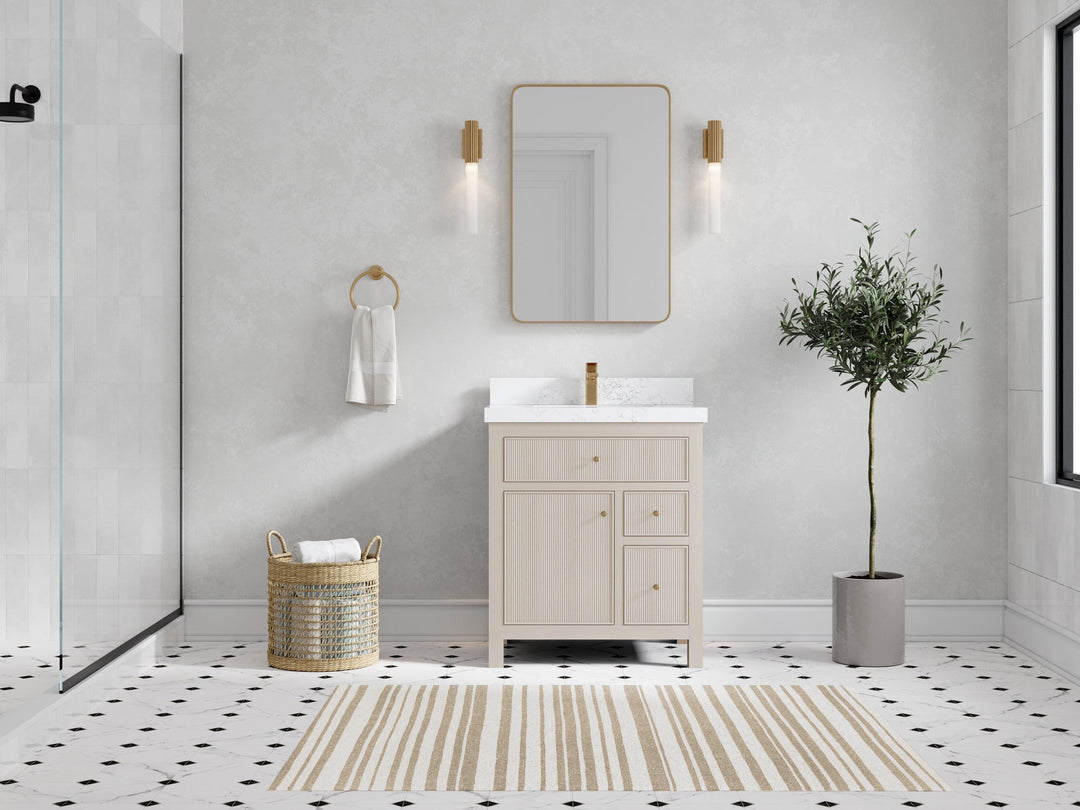 Sonoma 30 in W x 22 in D Reeded Free Standing Single Sink Bathroom Vanity | 
              
                 Fine Grain Linen Beige
                
                  
             - SON-CAB-FNG-29 - photo №4