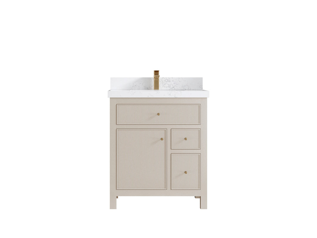 Sonoma 30 in W x 22 in D Reeded Free Standing Single Sink Bathroom Vanity | 
              
                 Fine Grain Linen Beige
                
                  
             - SON-CAB-FNG-29 - photo №1