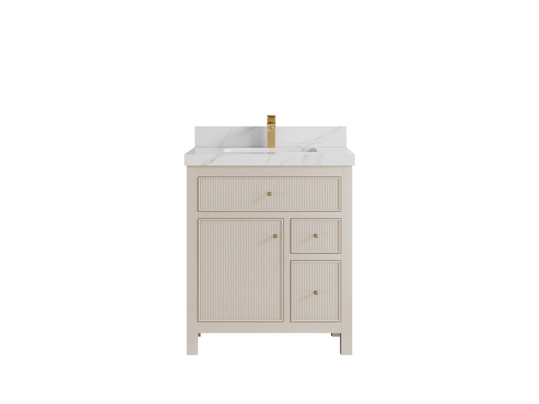 Sonoma 30 in W x 22 in D Reeded Free Standing Single Sink Bathroom Vanity | 
              
                 Fine Grain Linen Beige
                
                  
             - SON-CAB-FNG-29 - photo №11