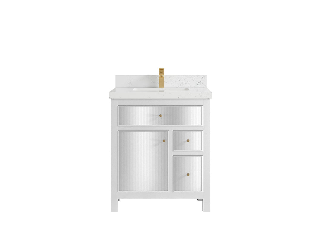 Sonoma 30 in W x 22 in D Reeded Free Standing Single Sink Bathroom Vanity | 
              
                White
                
                  
             - SON_WH_BRS_30 - photo №17