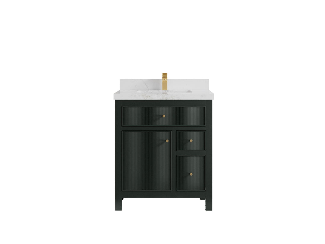 Sonoma 30 in W x 22 in D Reeded Free Standing Single Sink Bathroom Vanity | 
              
                Dark Forest Green
                
                  
             - SON-CAB-DGN-29 - photo №9