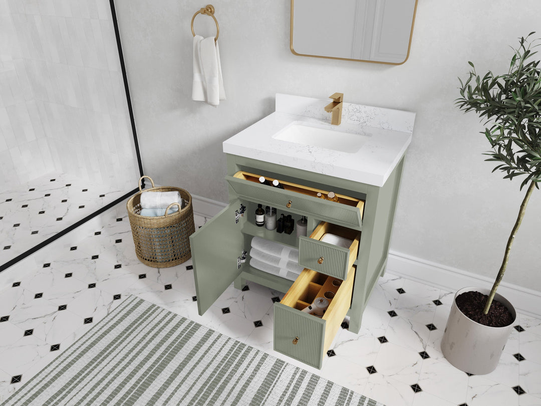 Sonoma 30 in W x 22 in D Reeded Free Standing Single Sink Bathroom Vanity | 
              
                Evergreen
                
                  
             - SON-CAB-EGN-29 - photo №3