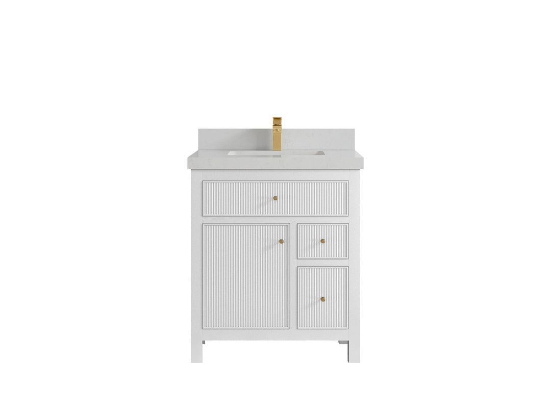 Sonoma 30 in W x 22 in D Reeded Free Standing Single Sink Bathroom Vanity | 
              
                White
                
                  
             - SON_WH_BRS_30 - photo №13