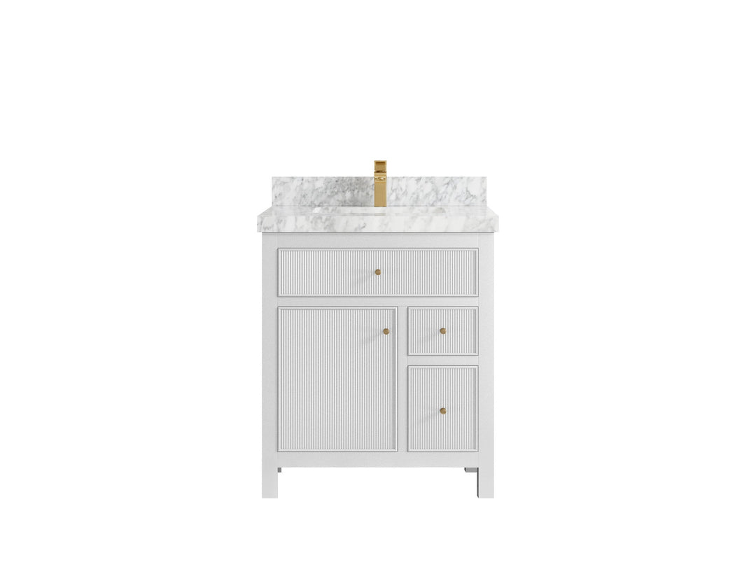 Sonoma 30 in W x 22 in D Reeded Free Standing Single Sink Bathroom Vanity | 
              
                White
                
                  
             - SON_WH_BRS_30 - photo №12
