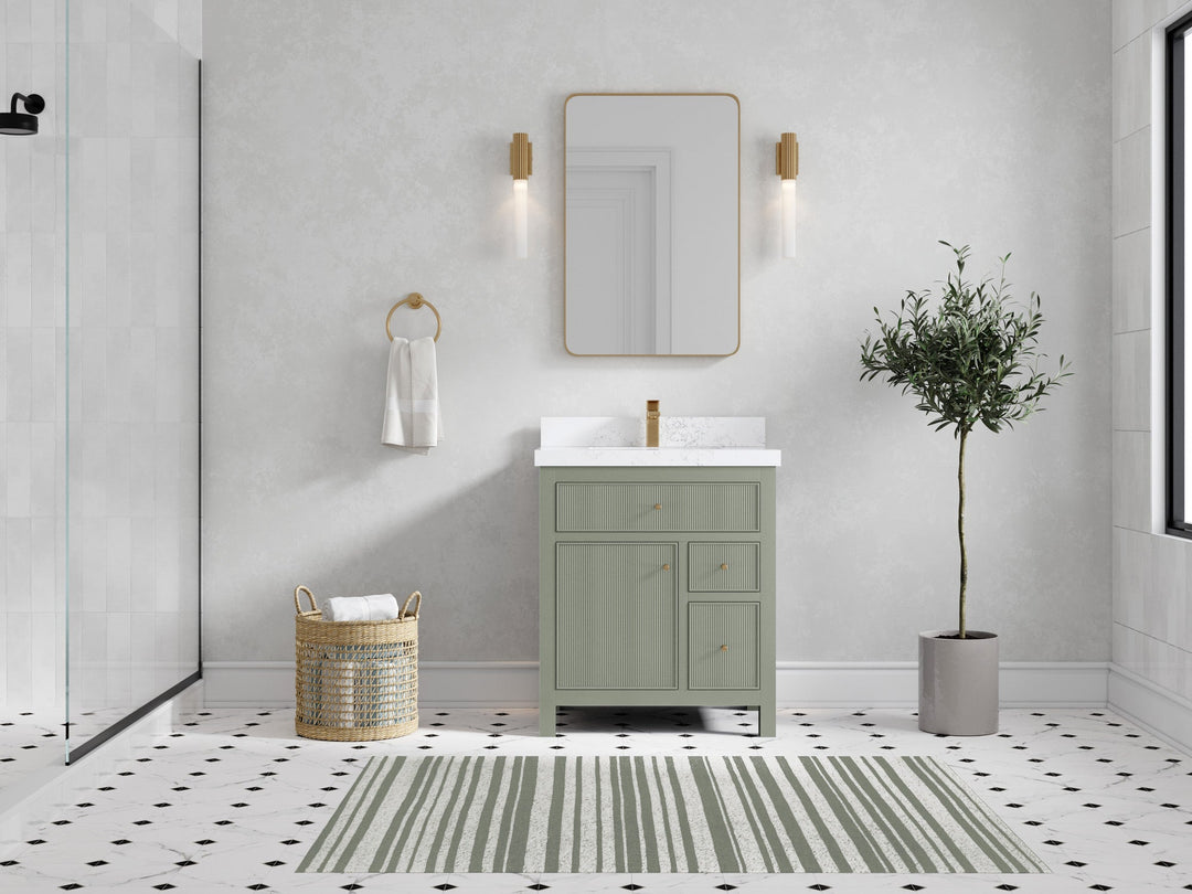 Sonoma 30 in W x 22 in D Reeded Free Standing Single Sink Bathroom Vanity | 
              
                Evergreen
                
                  
             - SON-CAB-EGN-29 - photo №4