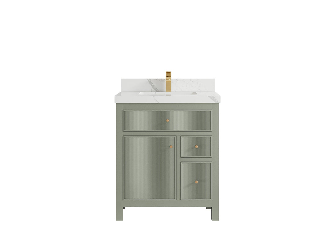 Sonoma 30 in W x 22 in D Reeded Free Standing Single Sink Bathroom Vanity | 
              
                Evergreen
                
                  
             - SON-CAB-EGN-29 - photo №9