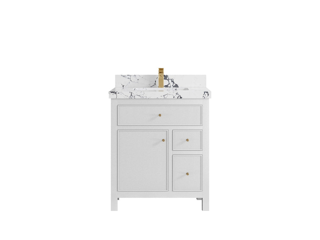 Sonoma 30 in W x 22 in D Reeded Free Standing Single Sink Bathroom Vanity | 
              
                White
                
                  
             - SON_WH_BRS_30 - photo №22