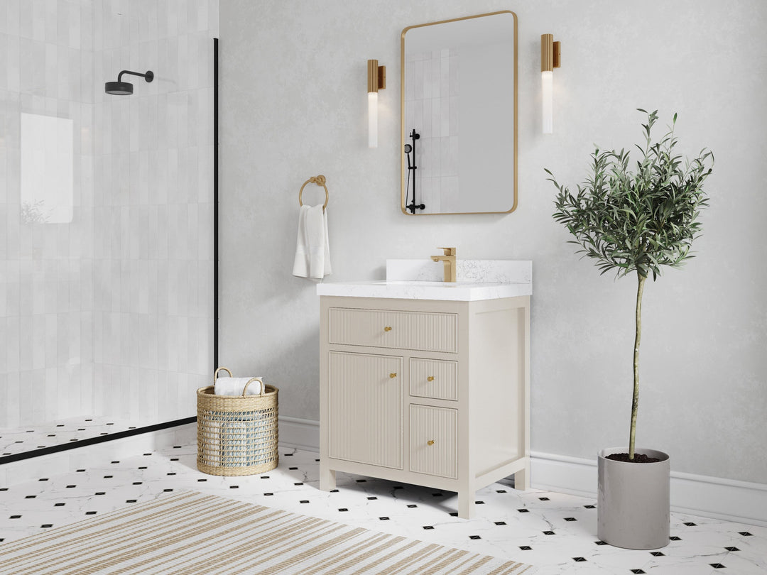 Sonoma 30 in W x 22 in D Reeded Free Standing Single Sink Bathroom Vanity | 
              
                 Fine Grain Linen Beige
                
                  
             - SON-CAB-FNG-29 - photo №2