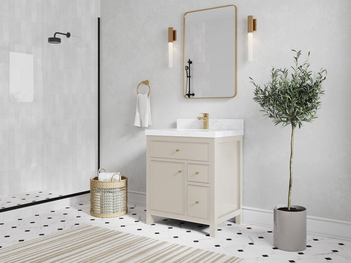 Sonoma 30 in W x 22 in D Reeded Free Standing Single Sink Bathroom Vanity - Willow Bath and Vanity