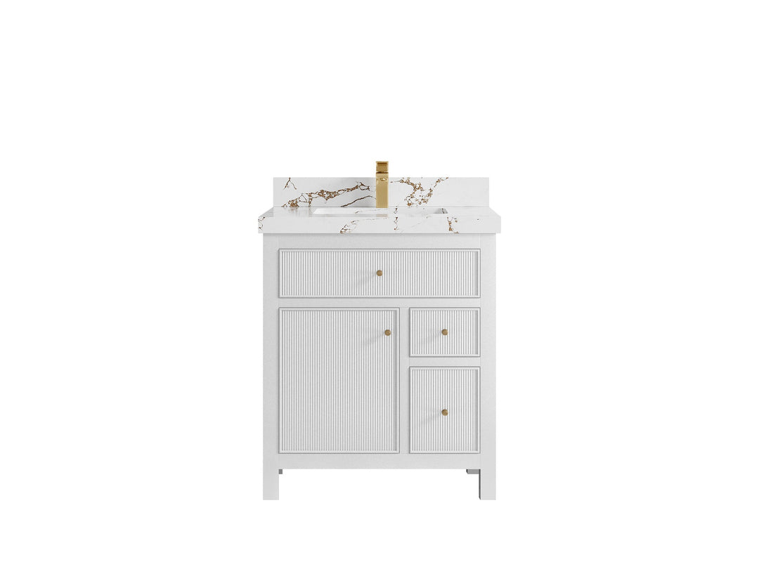 Sonoma 30 in W x 22 in D Reeded Free Standing Single Sink Bathroom Vanity | 
              
                White
                
                  
             - SON_WH_BRS_30 - photo №20
