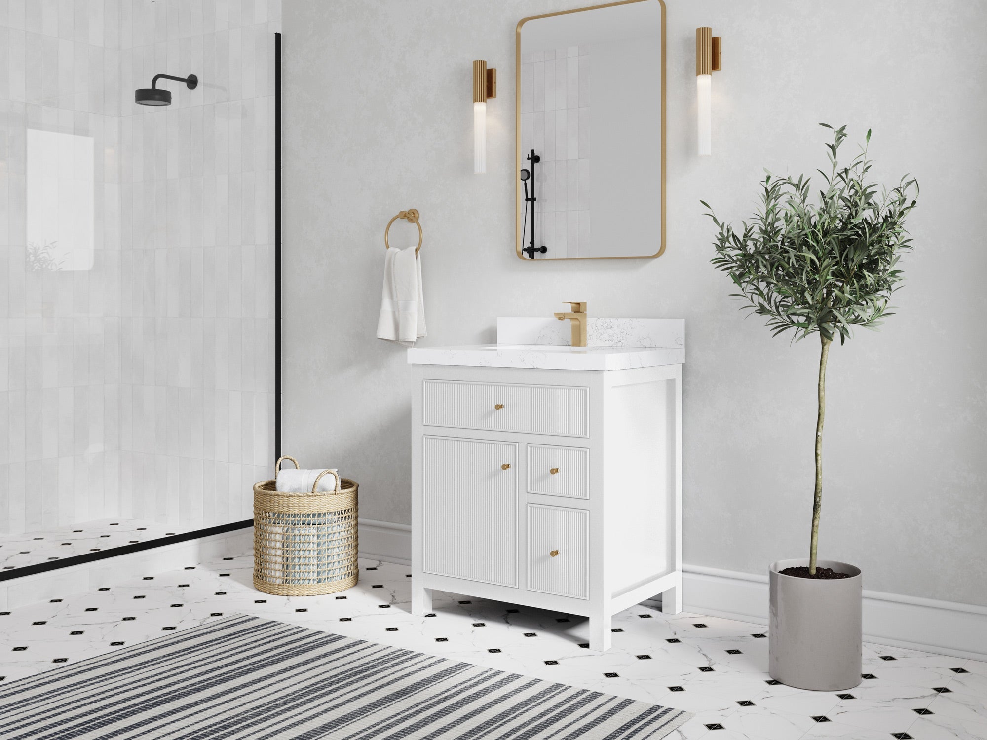 Sonoma 30 in W x 22 in D Reeded Free Standing Single Sink Bathroom Vanity - Willow Bath and Vanity