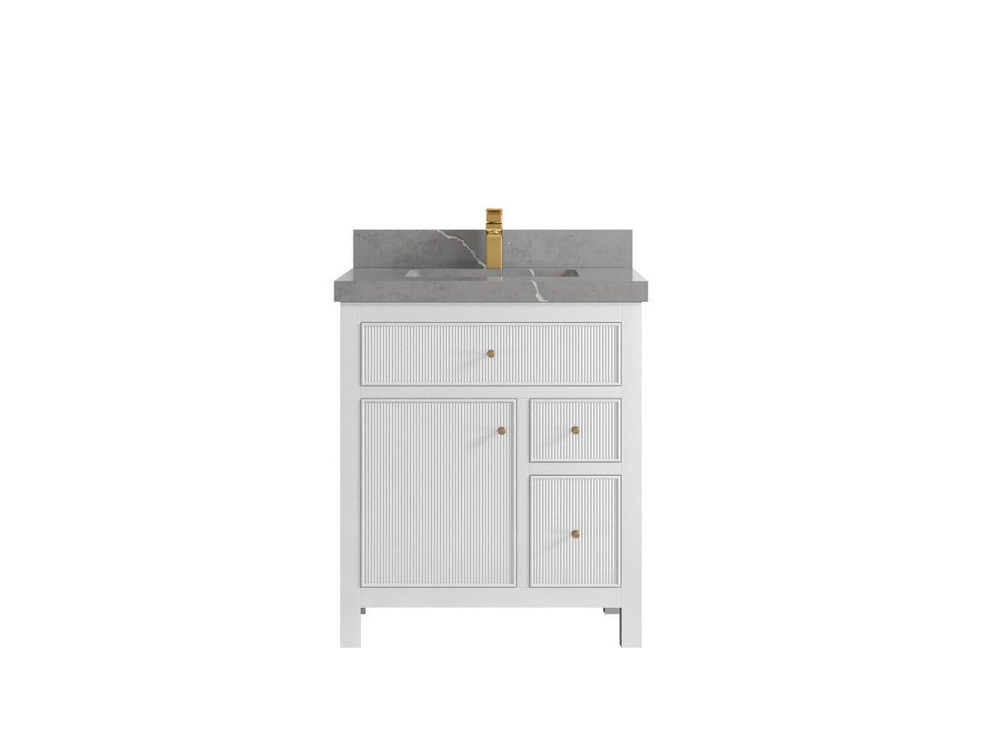 Sonoma 30 in W x 22 in D Reeded Free Standing Single Sink Bathroom Vanity | 
              
                White
                
                  
             - SON_WH_BRS_30 - photo №19
