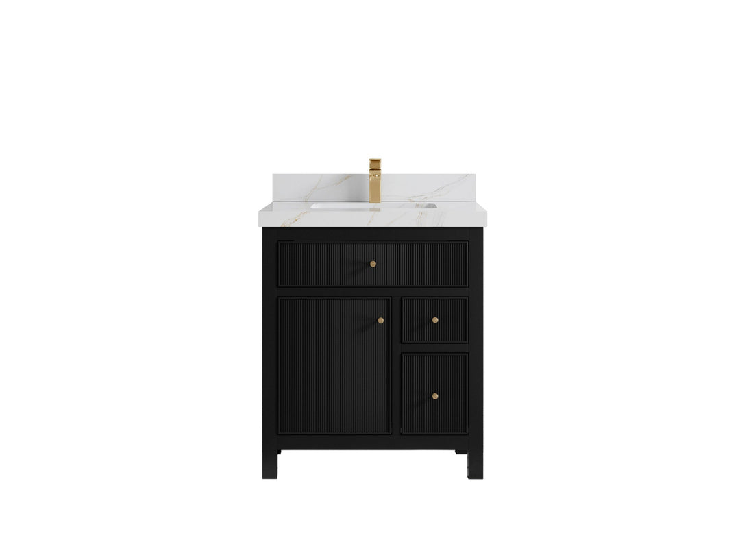 Sonoma 30 in W x 22 in D Reeded Free Standing Single Sink Bathroom Vanity | 
              
                Black
                
                  
             - SON_BLK_BRS_30 - photo №11