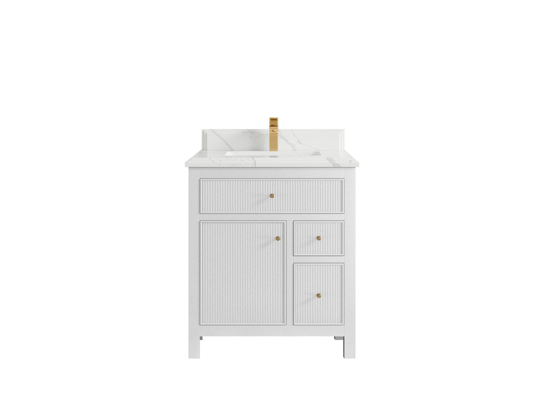 Sonoma 30 in W x 22 in D Reeded Free Standing Single Sink Bathroom Vanity | 
              
                White
                
                  
             - SON_WH_BRS_30 - photo №14