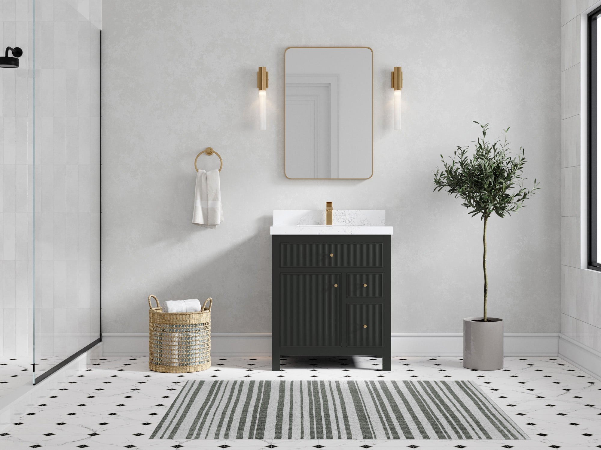 Sonoma 30 in W x 22 in D Reeded Free Standing Single Sink Bathroom Vanity blt - Willow Bath and Vanity