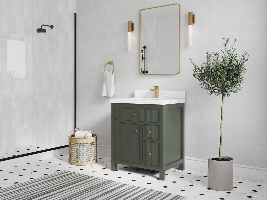 Sonoma 30 in W x 22 in D Reeded Free Standing Single Sink Bathroom Vanity pgn - Willow Bath and Vanity