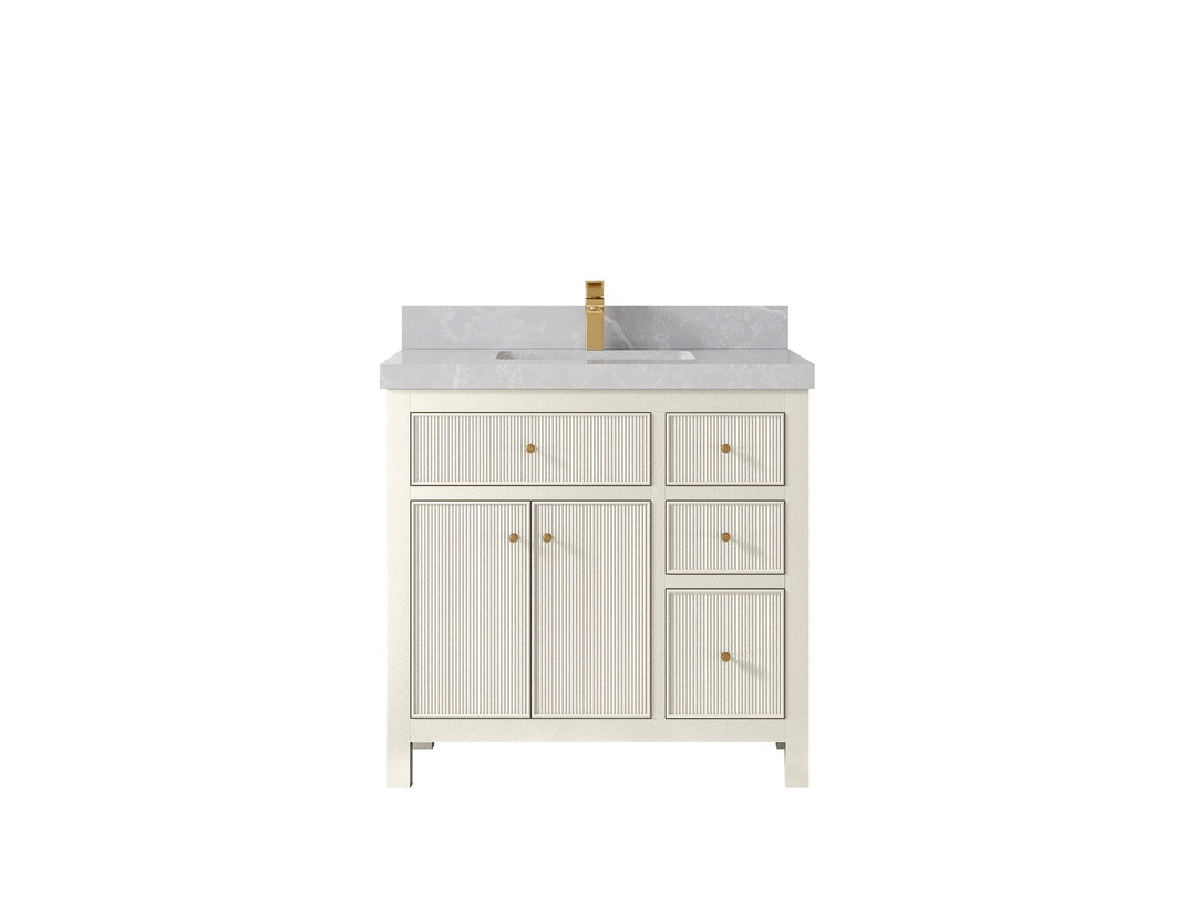 Sonoma 36 in. W x 22 in. D Center Sink Bathroom Vanity | 
              
                Alabaster
                
                  
             - SON_ALB_WHQZ_36CL - photo №29
