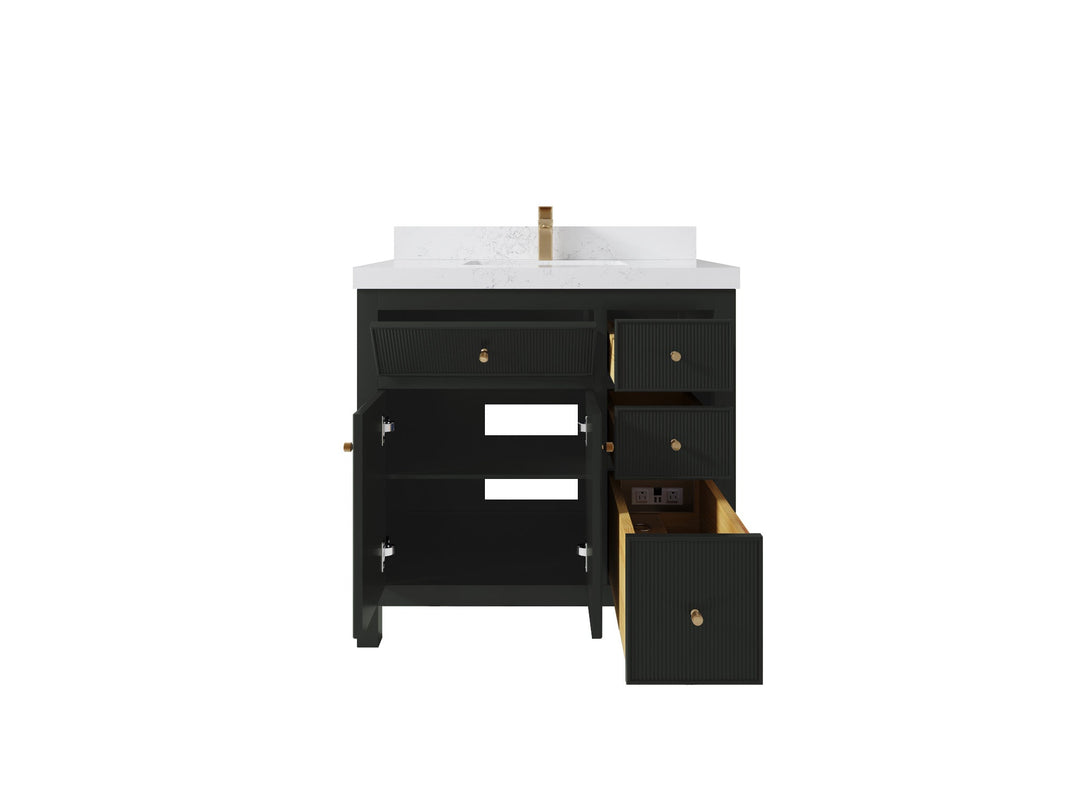 Sonoma 36 in. W x 22 in. D Center Sink Bathroom Vanity | 
              
                Black Top
                
                  
             - SON-CAB-BLT-35L - photo №2