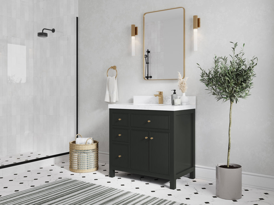 Sonoma 36 in. W x 22 in. D with Center Sink Bathroom Vanity | 
              
                Black Top
                
                  
             - SON_BLT_BRS_36CR - photo №2