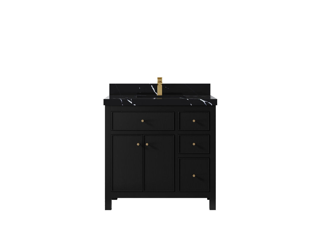 Sonoma 36 in. W x 22 in. D Center Sink Bathroom Vanity | 
              
                Black
                
                  
             - SON_BLK_WHQZ_36CL - photo №6